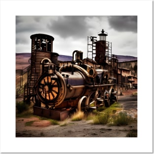 Steampunk train Posters and Art